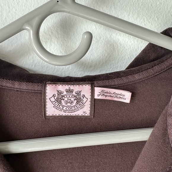 Juicy Couture// Y2K Velour Brown zip up Hoodie Size XL - Picture 3 of 13